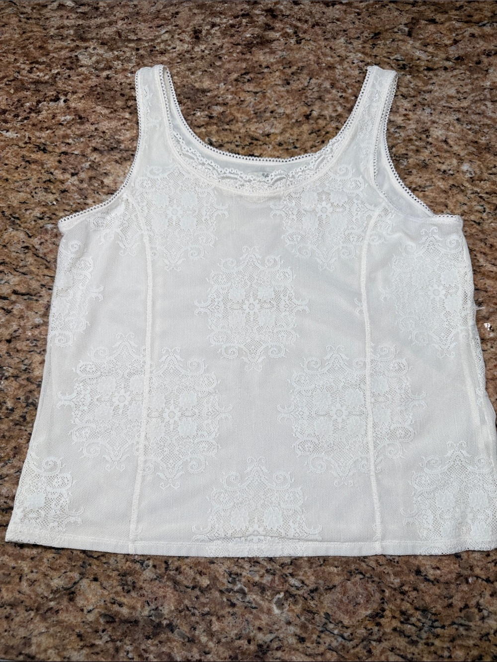 J.Jill Women's White Lace-Detail Camisole Tank Top size Large